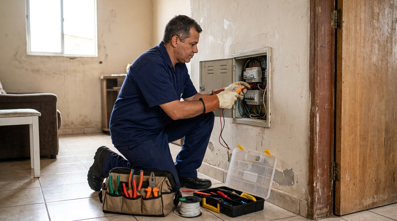 Eletricista com ferramentas em Marília‑SP