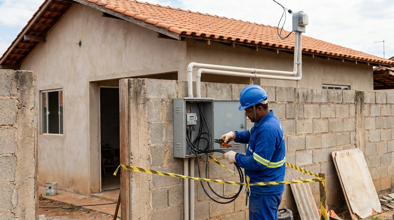 Eletricista instalando padrao de energia em Marília‑SP