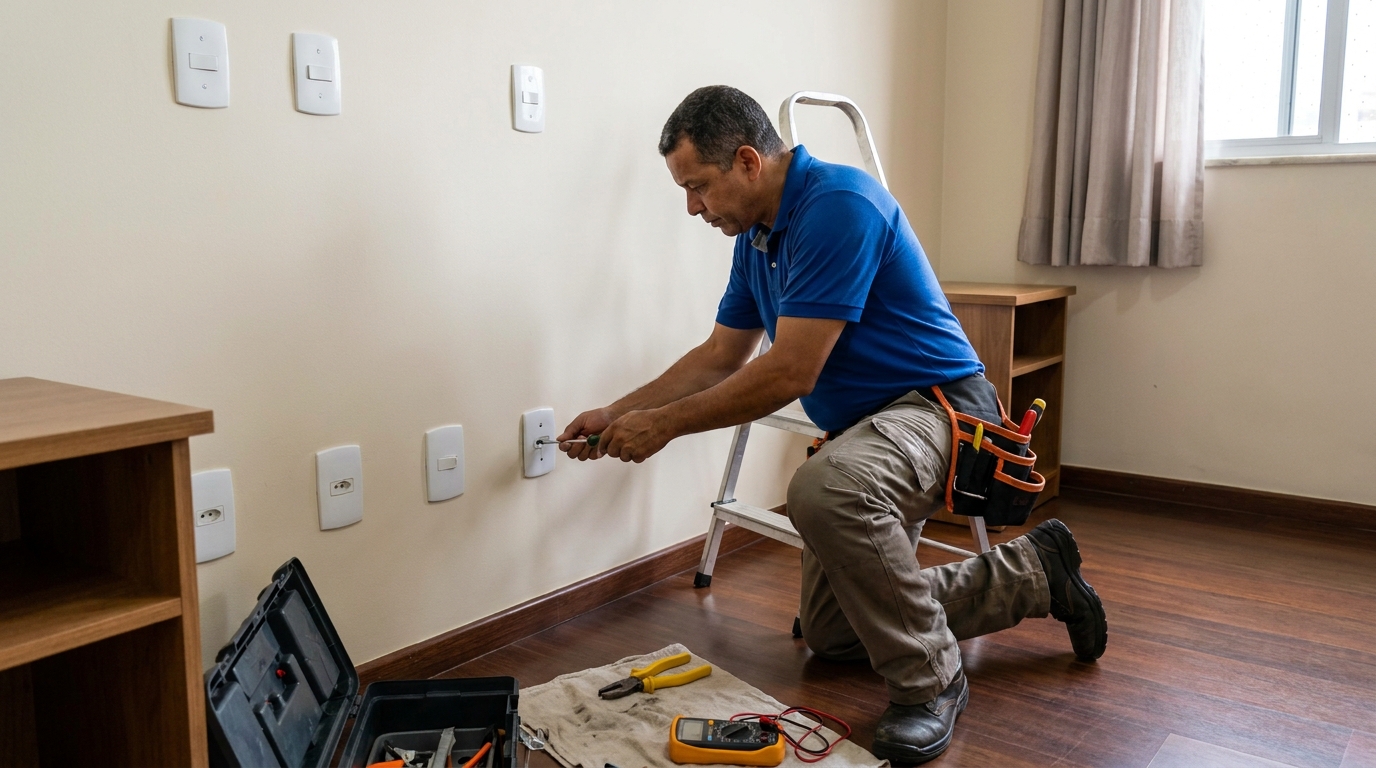 Instalacao de tomada e interruptor residencial em Marília‑SP