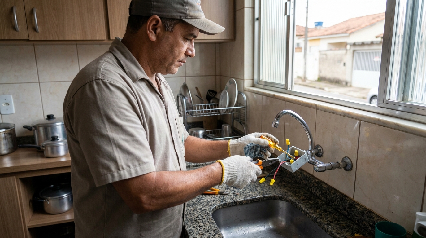 Instalacao de torneira eletrica profissional em Marília‑SP