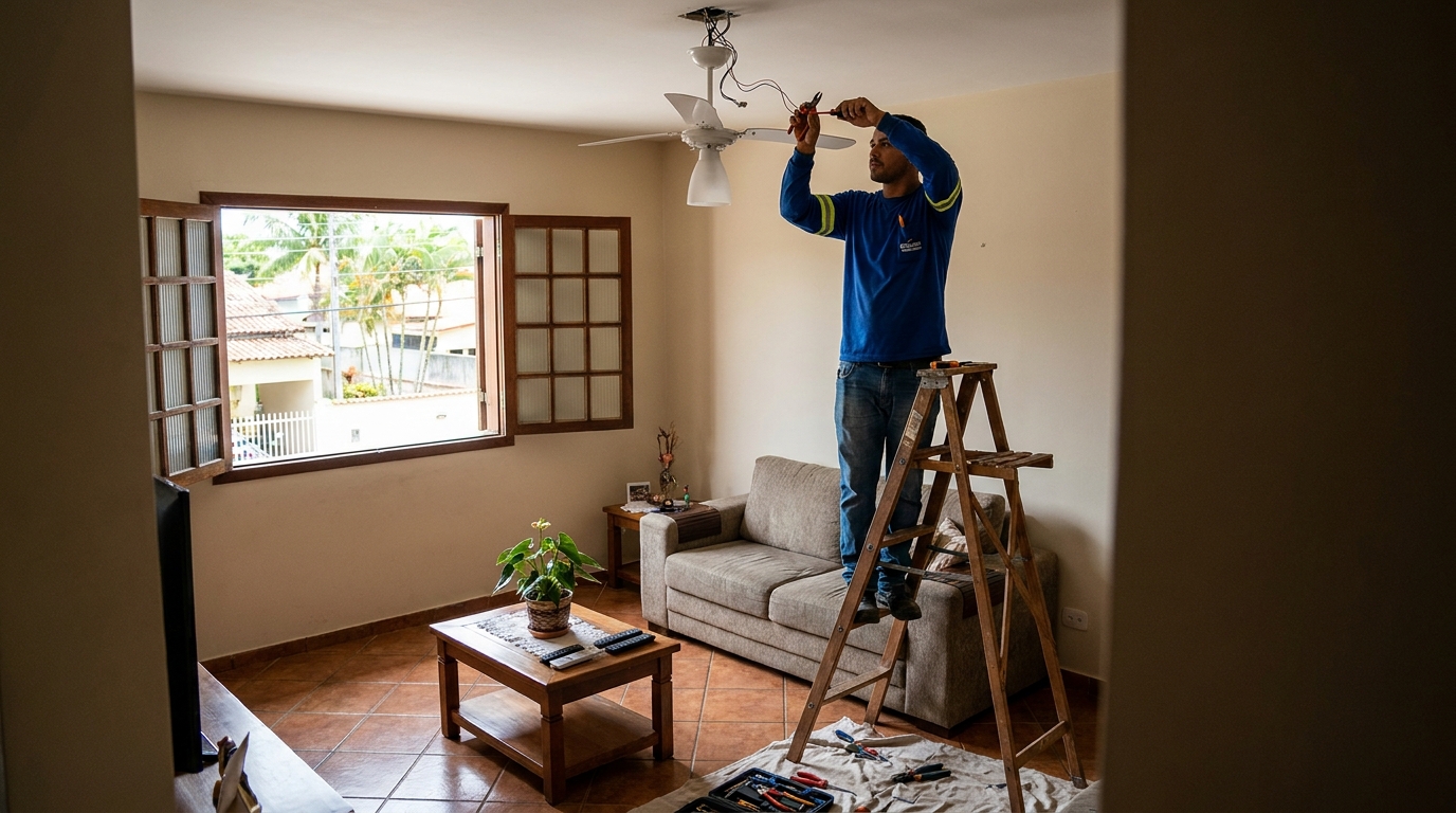 Instalacao de ventilador de teto profissional em Marília‑SP